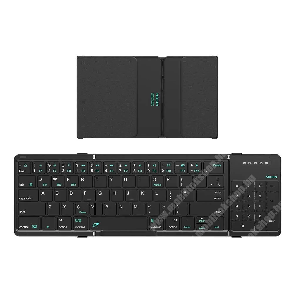 Evolveo StrongPhone Q8 LTE Nillkin Cube Pocket bluetooth billentyűzet, QWERTY, Angol nyelvű, Touchpad és numerikus billentyűzet, Összecsukható, Fekete