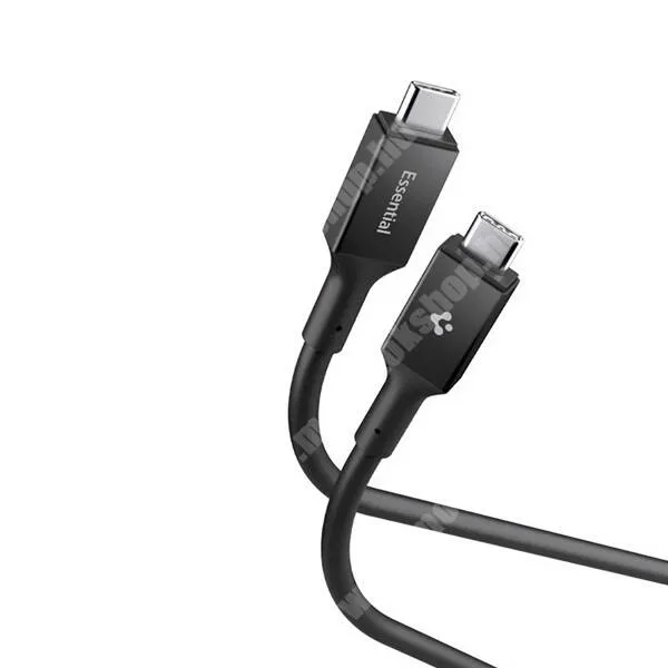 GoPro Hero 9 Spigen Essential adat és gyorstöltő kábel, USB-C / USB-C, 100W, PD, Gyorstöltés, 5Gbps, 2m hosszú, EB10020CC, Fekete