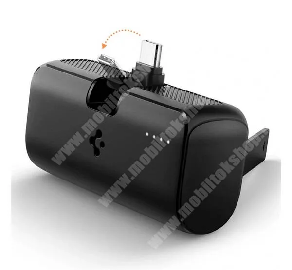 Jolla Jolla C Spigen power bank, Vésztöltő, 1 x USB-C csatlakozó 5000mAh, 22,5W, PD 3.0, LED jelzés, Kitámasztó, ABA09022, EA2205, Fekete