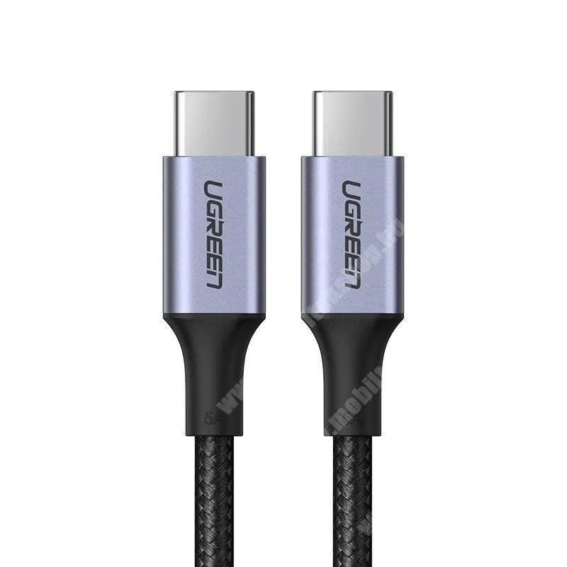 GoPro Hero 9 Ugreen adat és gyorstöltő kábel, USB-C / USB-C, 100W, PD 3.0, QC 3.0, FCP, 2m hosszú, Szövettel bevont, US316, Fekete