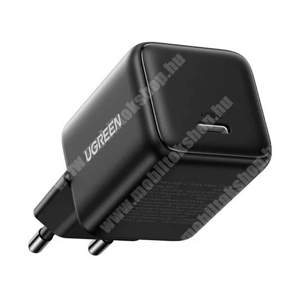 PRESTIGIO MultiPhone 7500 UGREEN hálózati gyorstöltő, 1 x USB-C aljzat, 30W, GaN, PD3.0, QC4.0, PPS, FCP, AFC, Kábel nékül, X513, Fekete