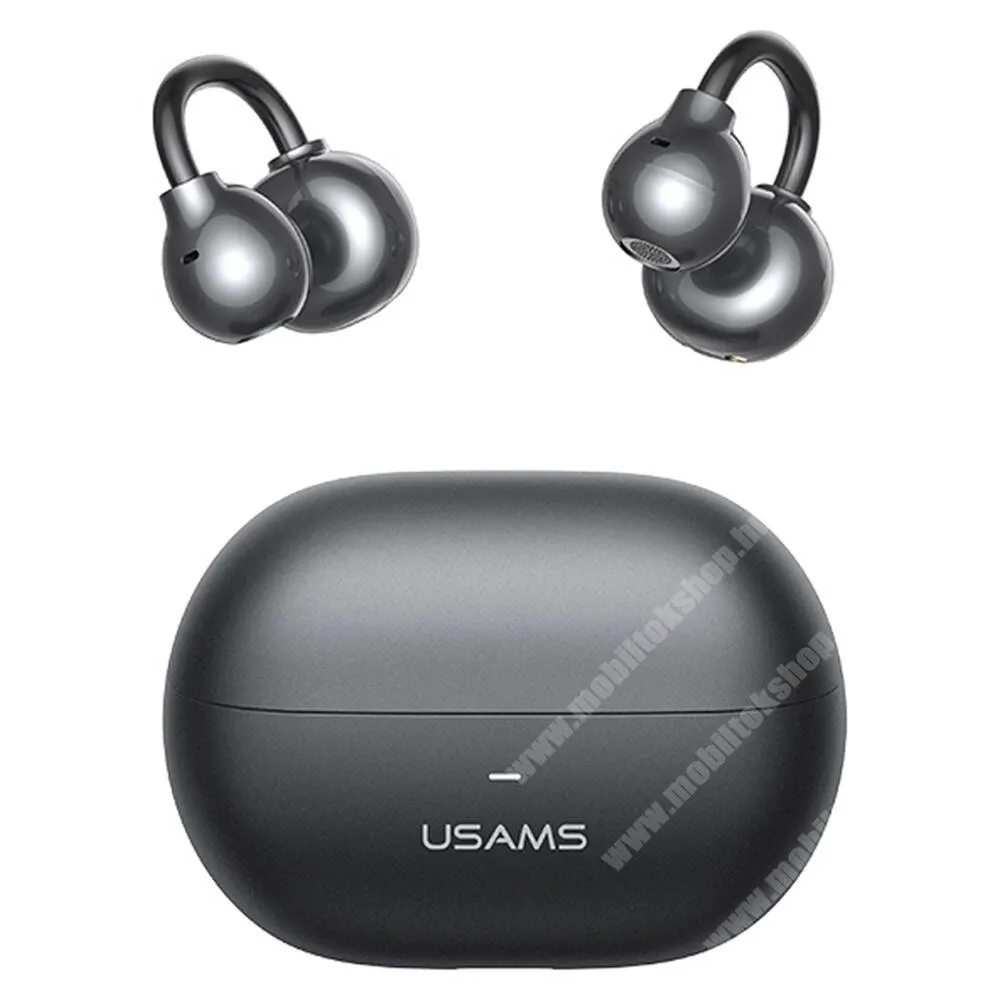  Usams Echo R02 bluetooth fülhallgató, Headset, Sztereó, v5.3, TWS, Zajszűrő, Fülre akasztható, Töltőtok, Fekete