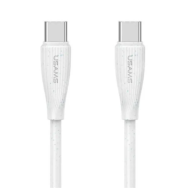 Tecno Camon 20 4G (CK6) Usams Green Series adatátviteli kábel, USB-C / USB-C csatlakozók, 1m hosszú, 60W, Törésgátló, PD gyorstöltés támogatás, SJ716USB02, Fehér