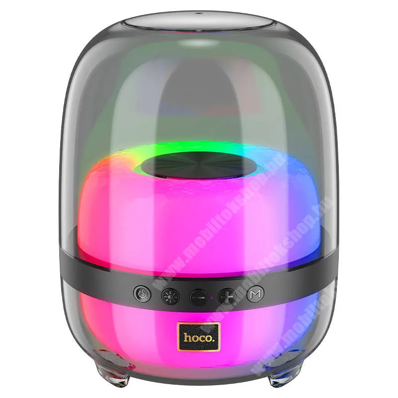 Jolla Jolla C Hoco Crystal hordozható hangszóró, bluetooth v5.1, 10W, 1800mAh akku, microSD kártyaolvasó, USB-A, 3,5mm jack Aux, LED fény, BS58, Fekete