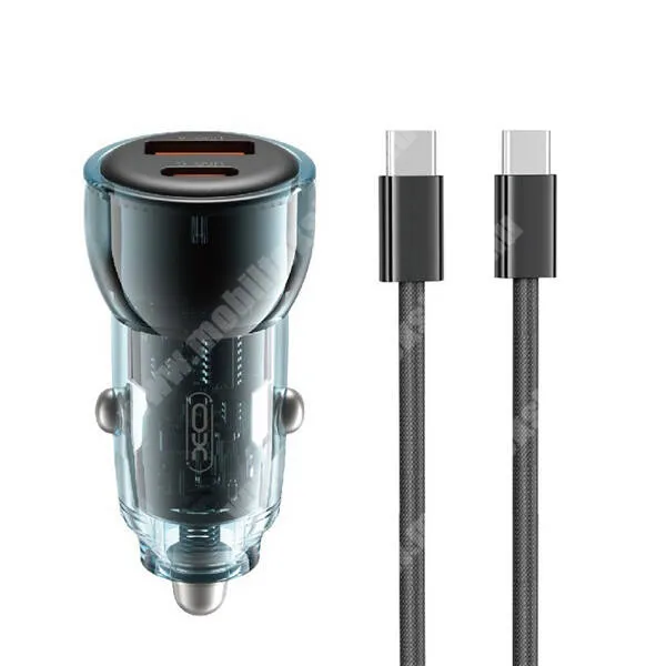 Jolla Jolla C XO autós telefontöltő, 1 x USB-A, 1 x USB-C aljzat, 60W, PD 3.0, QC 3.0, AFC, FCP, SCP, PPS gyorstöltés, Type-C kábel, CC60, Kék