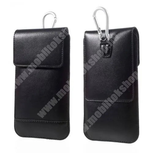 Bluboo Maya Max UNIVERZÁLIS álló tok - karabíner, tépőzár - 170 x 55mm - FEKETE